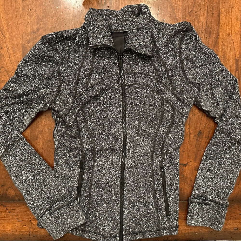 Lululemon Define Jacket Full Zip Luminesce Splatter White Black Luon Size 6